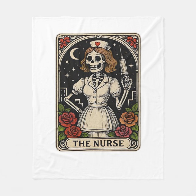 Ghost Nurse  Spookily Caring and Whimsically Haunt Fleece Blanket (Front)