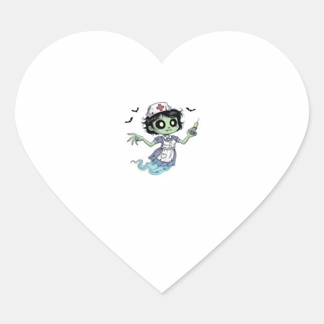 Ghost Nurse  Spookily Caring and Whimsically Haunt Heart Sticker (Front)