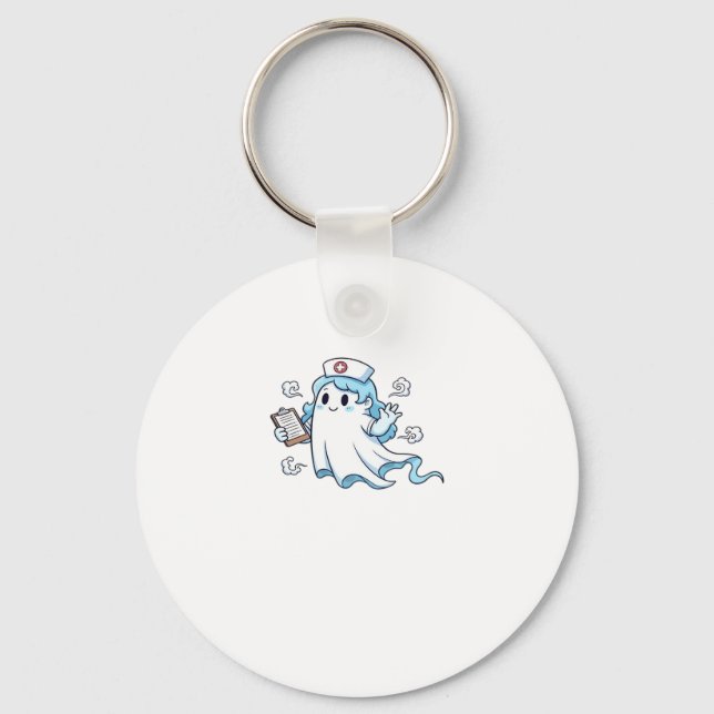 Ghost Nurse  Spookily Caring and Whimsically Haunt Keychain (Front)