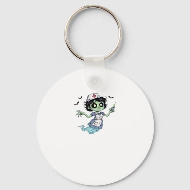 Ghost Nurse  Spookily Caring and Whimsically Haunt Keychain (Front)