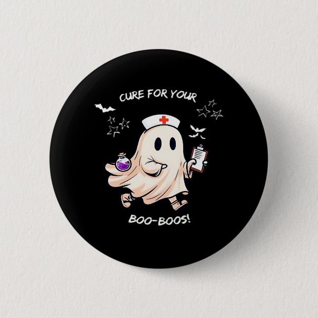 Ghost Nurse with Magical Potion – Cure for Your Bo 2 Inch Round Button (Front)