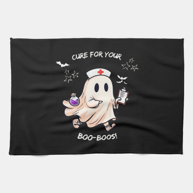 Ghost Nurse with Magical Potion – Cure for Your Bo Kitchen Towel (Horizontal)
