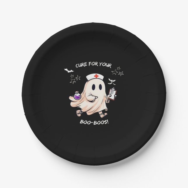 Ghost Nurse with Magical Potion – Cure for Your Bo Paper Plate (Front)