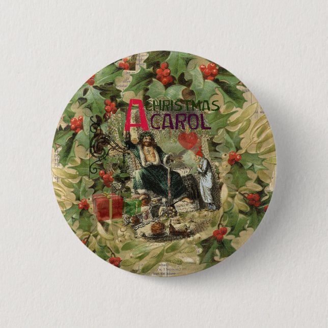 Ghost of Christmas Present Illustration Scrooge 2 Inch Round Button (Front)