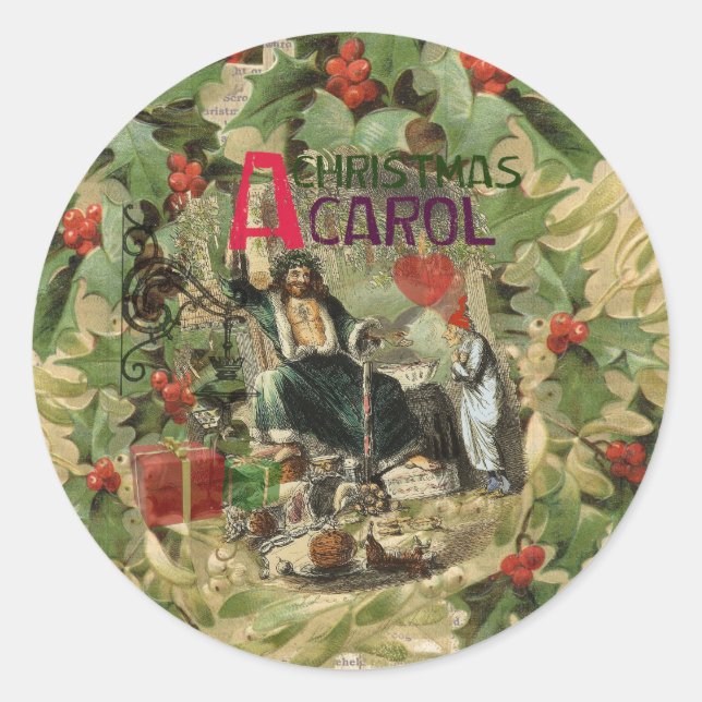 Ghost of Christmas Present Illustration Scrooge Classic Round Sticker (Front)