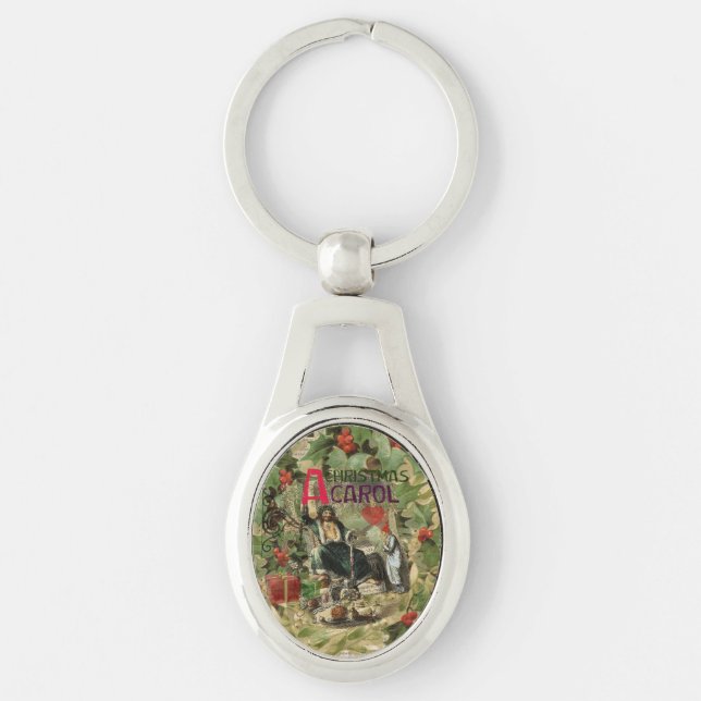 Ghost of Christmas Present Illustration Scrooge Keychain (Front)