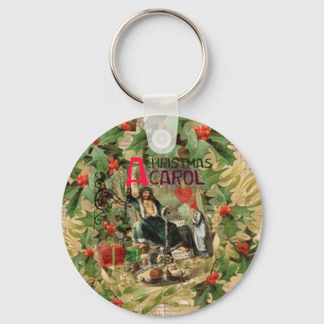 Ghost of Christmas Present Illustration Scrooge Keychain (Front)