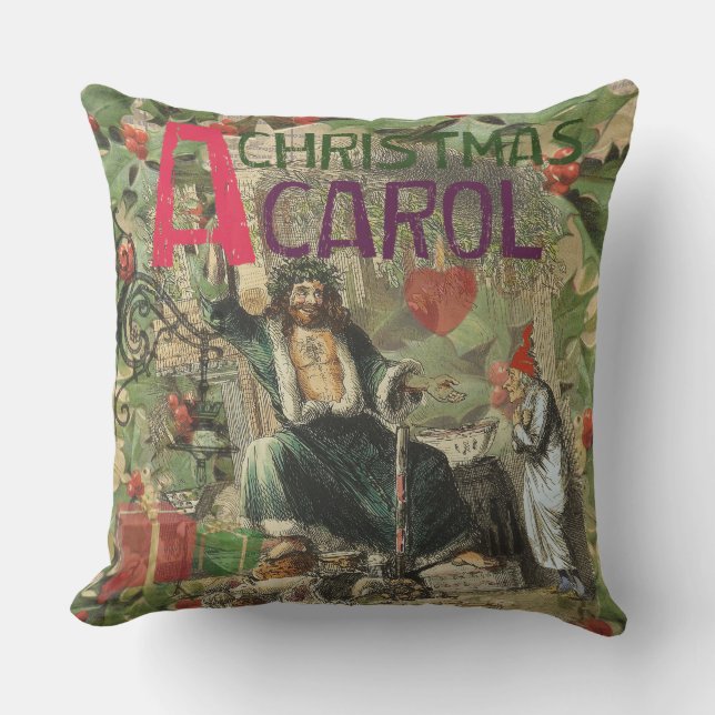 Ghost of Christmas Present Illustration Scrooge Outdoor Pillow (Front)