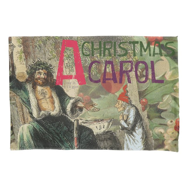 Ghost of Christmas Present Illustration Scrooge Pillowcase (Front)