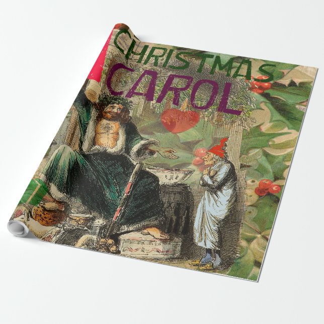 Ghost of Christmas Present Illustration Scrooge Wrapping Paper (Unrolled)