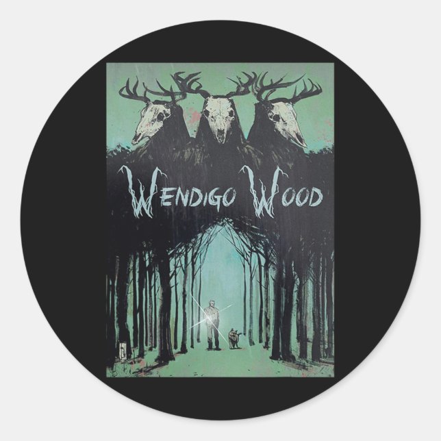 Ghost Of The Forest Cryptid Wendigo Wood  Classic Round Sticker (Front)