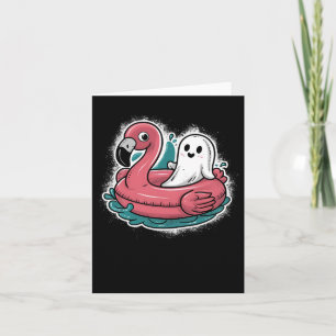 Ghost On A Pool Funny Spooky Summer Summerween Hal Card