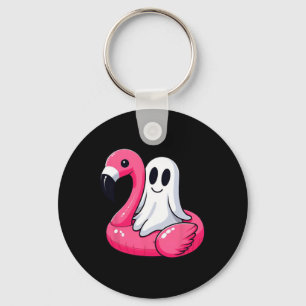 Ghost On A Pool Funny Spooky Summer Summerween Hal Keychain