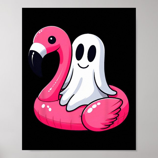 Ghost On A Pool Funny Spooky Summer Summerween Hal Poster (Front)