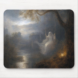 Ghost on a Tree Swing Mouse Pad