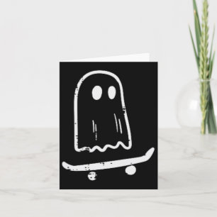 Ghost On Skateboard Fun Retro Halloween Costume Bo Card