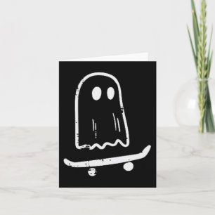 Ghost On Skateboard Fun Retro Halloween Costume Bo Card