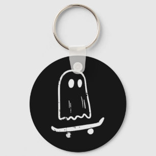 Ghost On Skateboard Fun Retro Halloween Costume Bo Keychain
