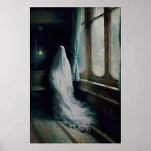 Ghost on Train, Vintage Poster, Art Poster Print