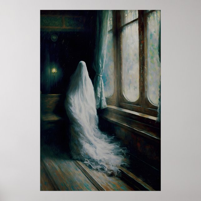 Ghost on Train, Vintage Poster, Art Poster Print (Front)
