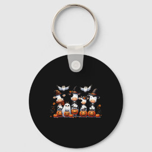 Ghost Owls Cows Halloween Animals Cow Lover Spooky Keychain