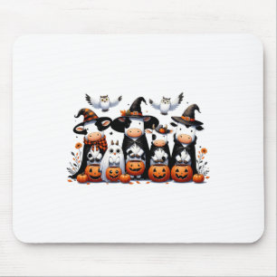 Ghost Owls Cows Halloween Animals Cow Lover Spooky Mouse Pad