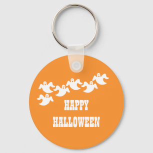 Ghost Party Halloween Keychain, Orange Keychain