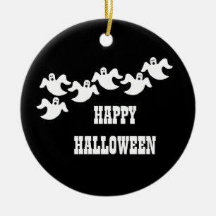Ghost Party Halloween Ornament, Black Ceramic Ornament