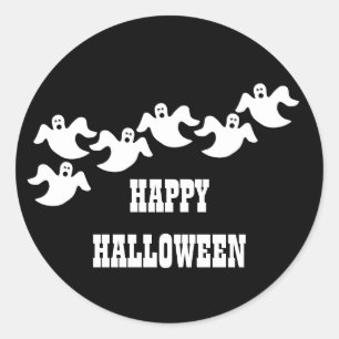 Ghost Party Halloween Stickers, Black Classic Round Sticker