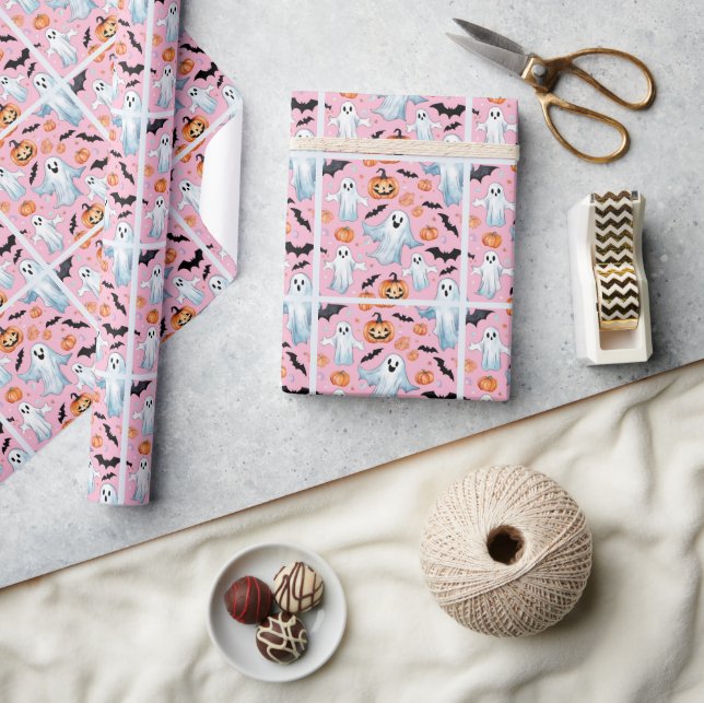 Ghost Party In Pink Wrapping Paper (Crafts)