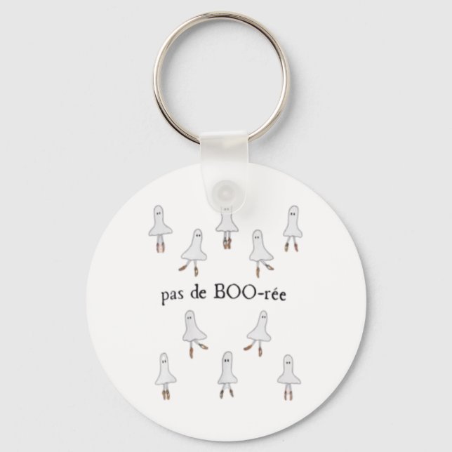 Ghost Pas De Boo-rée Llet Dancer Spooky Halloween  Keychain (Front)