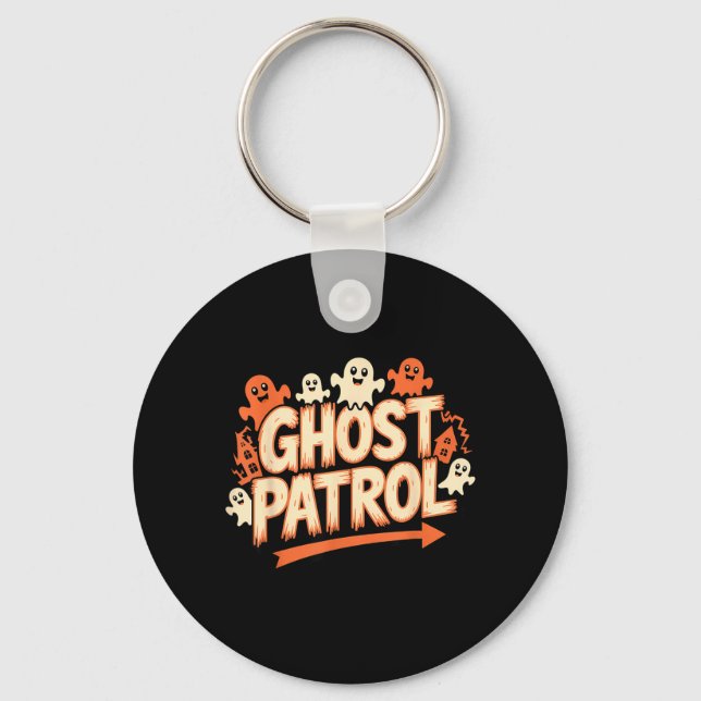 Ghost Patrol Halloween Funny Ghost Keychain (Front)