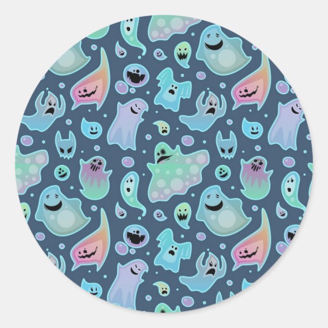Ghost pattern classic round sticker (Front)