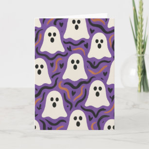 Ghost Pattern Halloween Blank Greeting Card