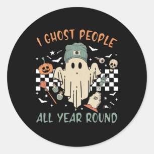 Ghost People All Year Round Retro Halloween Ghost  Classic Round Sticker