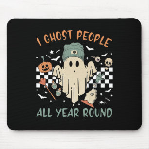 Ghost People All Year Round Retro Halloween Ghost  Mouse Pad