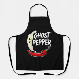 Ghost Pepper Funny Spicy Hot Halloween Ghost Peppe Apron