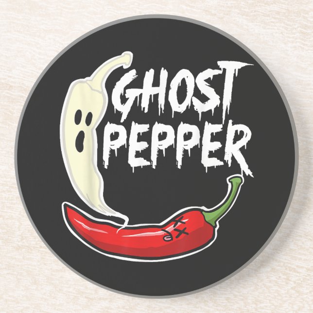 Ghost Pepper Funny Spicy Hot Halloween Ghost Peppe Coaster (Front)