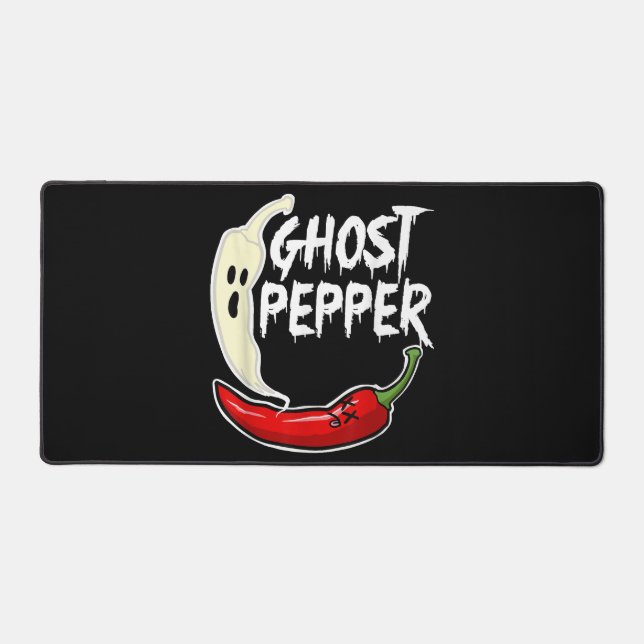 Ghost Pepper Funny Spicy Hot Halloween Ghost Peppe Desk Mat (Front)