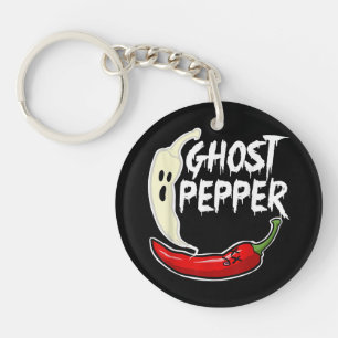 Ghost Pepper Funny Spicy Hot Halloween Ghost Peppe Keychain
