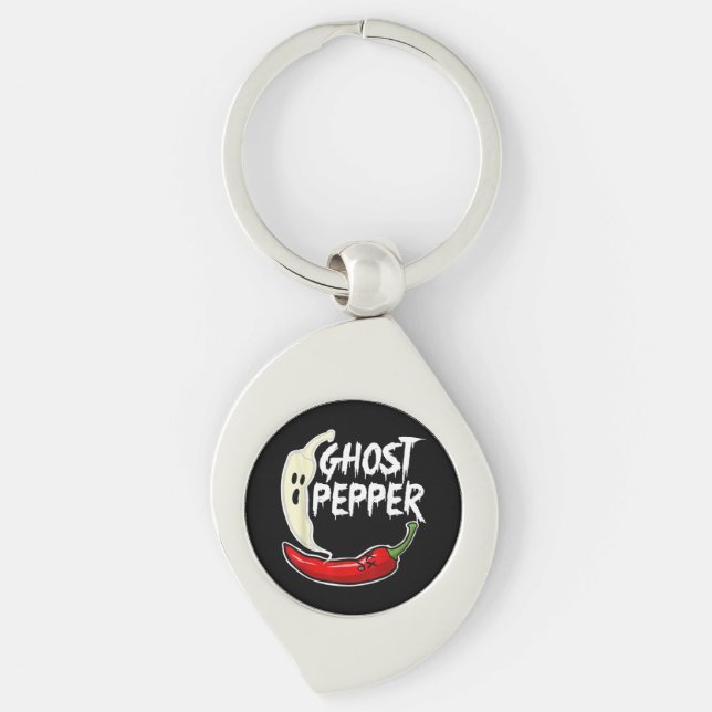 Ghost Pepper Funny Spicy Hot Halloween Ghost Peppe Keychain (Front)