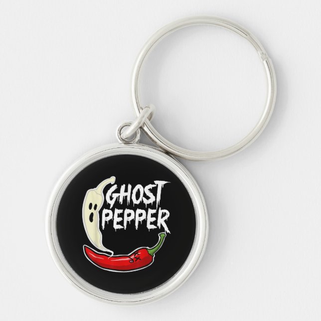 Ghost Pepper Funny Spicy Hot Halloween Ghost Peppe Keychain (Front)