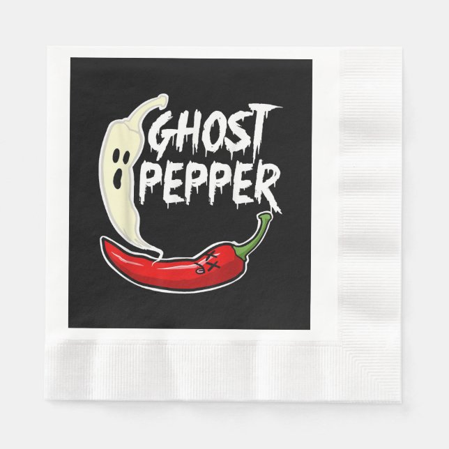 Ghost Pepper Funny Spicy Hot Halloween Ghost Peppe Napkin (Front)