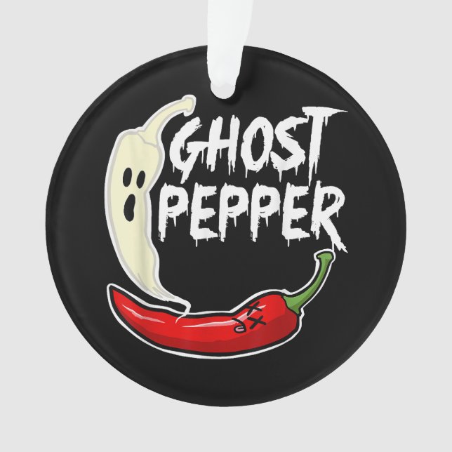 Ghost Pepper Funny Spicy Hot Halloween Ghost Peppe Ornament (Front)