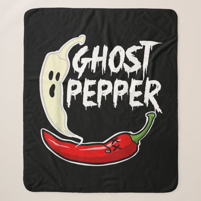 Ghost Pepper Funny Spicy Hot Halloween Ghost Peppe Sherpa Blanket (Front)