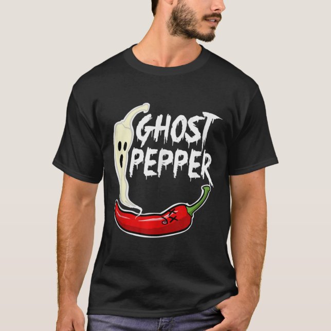 Ghost Pepper funny Spicy Hot Halloween Ghost Peppe T-Shirt (Front)