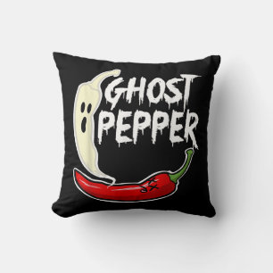 Ghost Pepper Funny Spicy Hot Halloween Ghost Peppe Throw Pillow