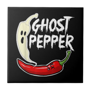 Ghost Pepper Funny Spicy Hot Halloween Ghost Peppe Tile