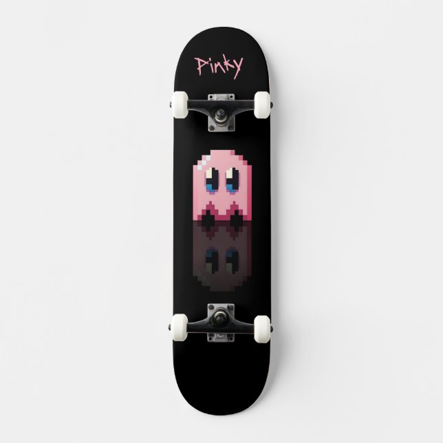 ghost pink black personal name Fan art Pac-Man Skateboard (Front)