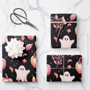 Ghost pink Helloween  Wrapping Paper Sheets